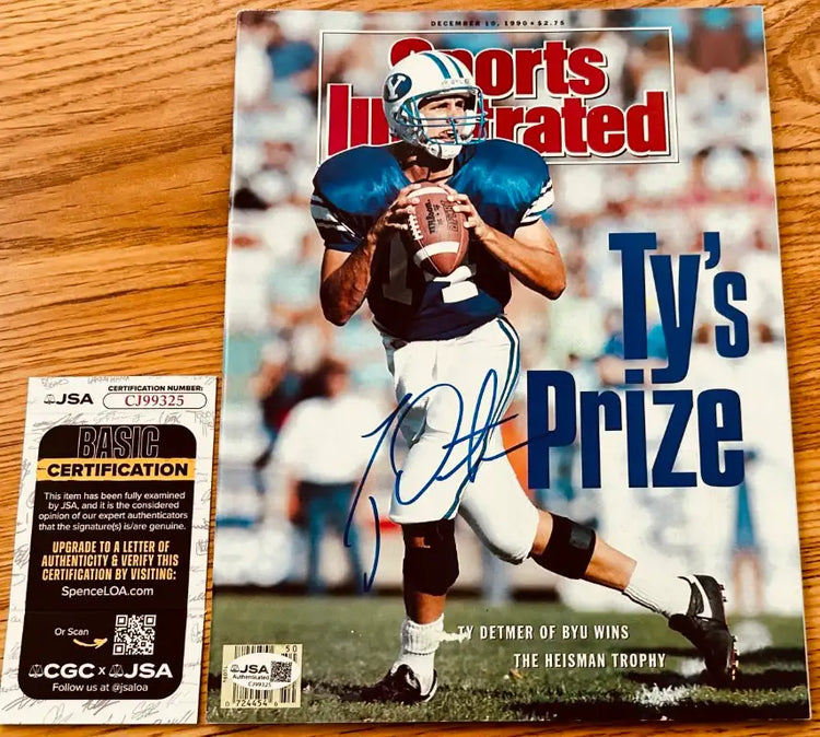 Ty Detmer signed BYU 1990 Sports Illustrated magazine JSA - AutographsForSale.com