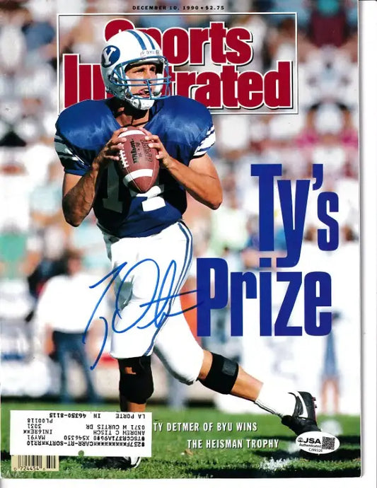 Ty Detmer signed BYU 1990 Sports Illustrated magazine JSA - AutographsForSale.com