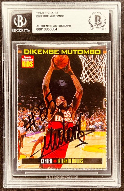 Dikembe Mutombo signed Hawks 1998 SI for Kids card BAS