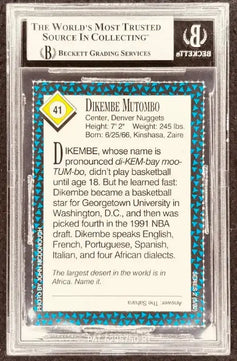 Dikembe Mutombo signed Nuggets 1992 SI for Kids card BAS slab - AutographsForSale.com