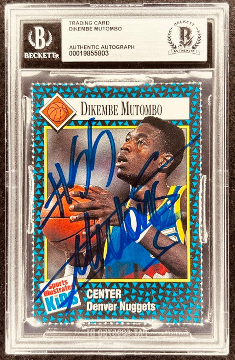 Dikembe Mutombo signed Nuggets 1992 SI for Kids card BAS