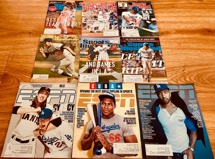 9 Dodgers Sports Illustrated & ESPN magazines Clayton Kershaw Justin Turner Kirk Gibson Maury Wills - AutographsForSale.com