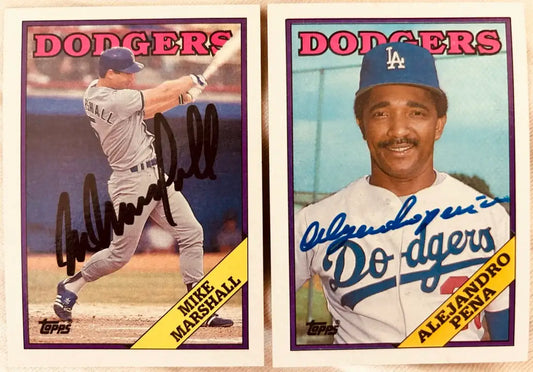 Mike Marshall Alejandro Pena signed LA Dodgers 1988 Topps cards - AutographsForSale.com
