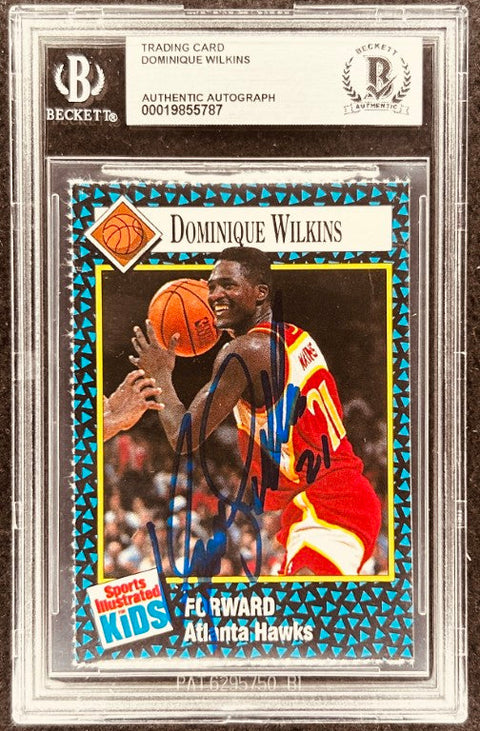 Dominique Wilkins signed Hawks 1992 SI for Kids card BAS