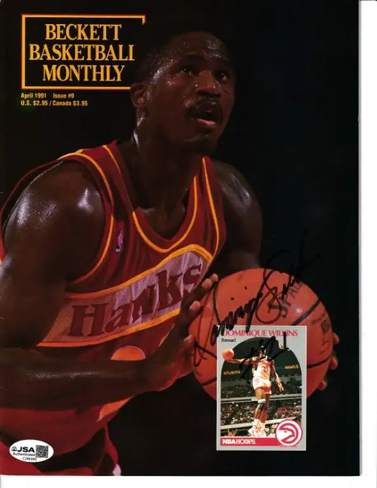 Dominique Wilkins signed Atlanta Hawks 1991 Beckett Basketball magazine JSA - AutographsForSale.com