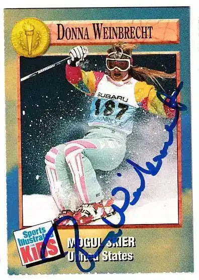 Donna-Weinbrecht-autographed-SI-for-Kids-card_0cb0a59b-02d8-44c0-9c50-26895023bbad - AutographsForSale.com