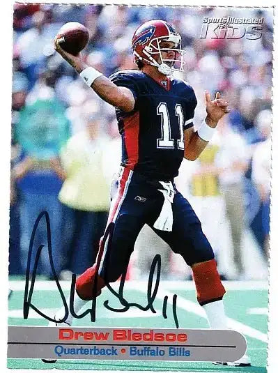Drew Bledsoe autographed SI for Kids card - quarterback for the Buffalo Bills, signed in black Sharpie