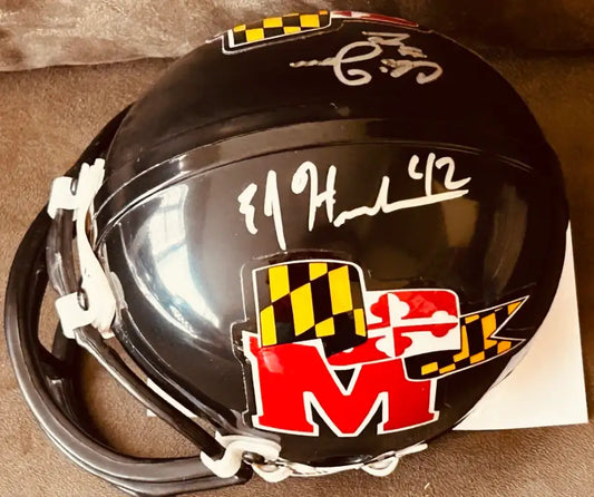 EJ Henderson Chris Downs signed Maryland Terrapins mini helmet JSA - AutographsForSale.com