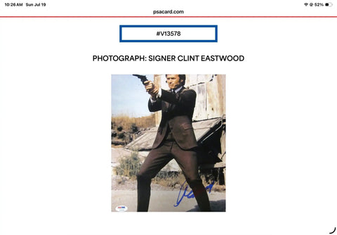 Clint Eastwood signed autograph photo holding gun in suit, authentic memorabilia