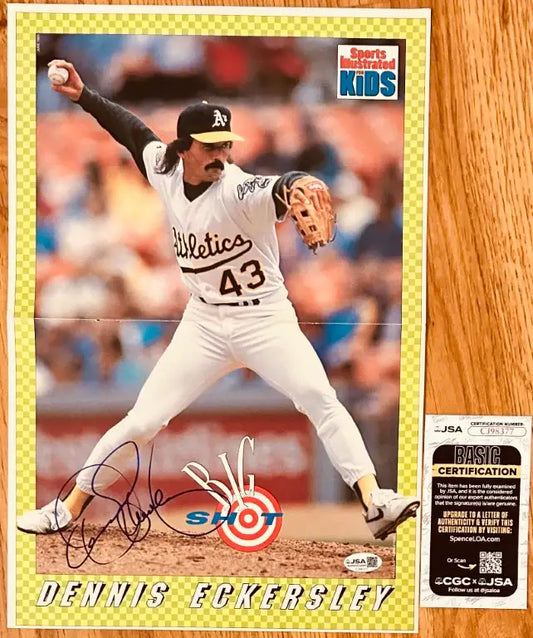 Dennis Eckersley signed Oakland A’s SI for Kids mini poster JSA - AutographsForSale.com