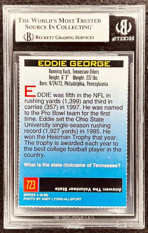 Eddie George signed Oilers 1998 SI for Kids card BAS (back)