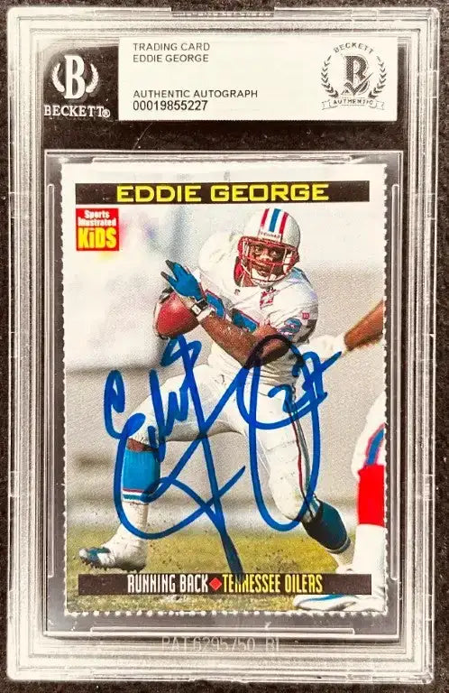 Eddie George signed Tennessee Oilers 1998 SI for Kids card BAS slab - AutographsForSale.com