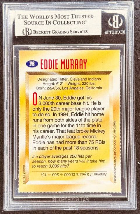 Eddie Murray signed Indians 1995 SI for Kids card BAS (back)