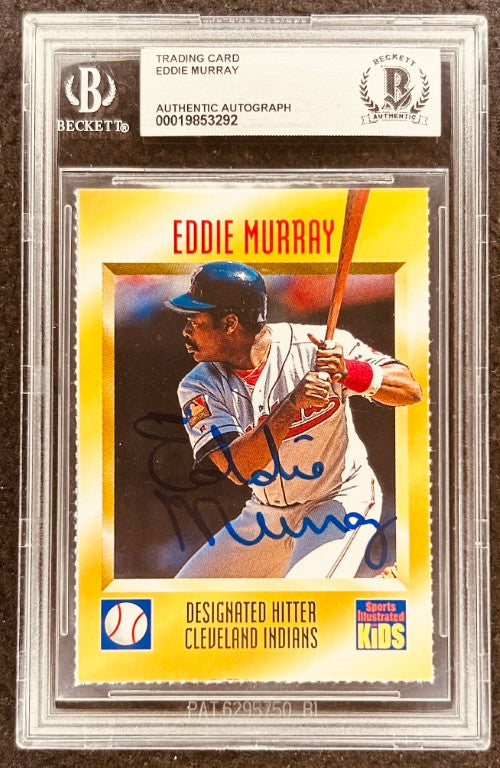 Eddie Murray signed Indians 1995 SI for Kids card BAS