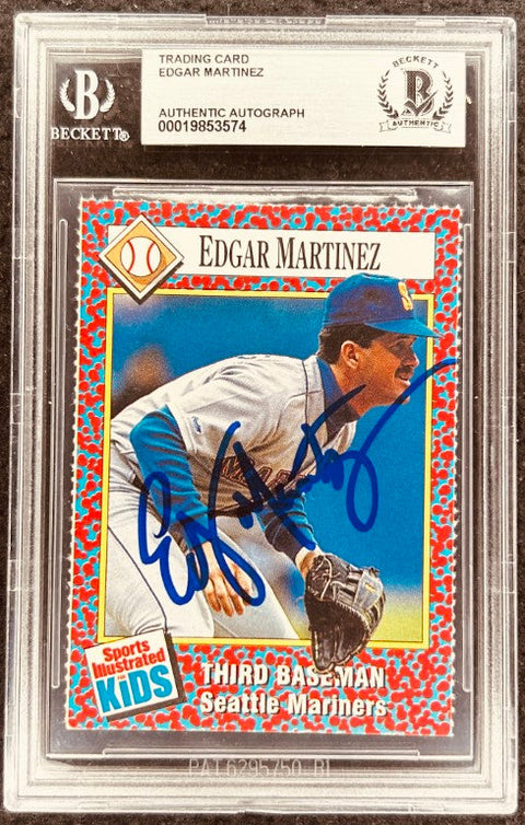 Edgar Martinez signed Mariners 1991 SI for Kids card BAS