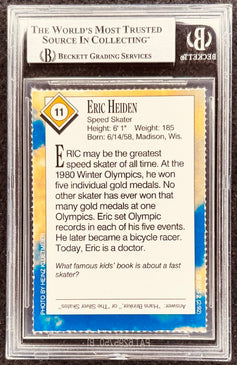 Eric Heiden speed skater trading card, Beckett graded, Olympic gold medalist, 1980 Winter Games, signed memorabilia