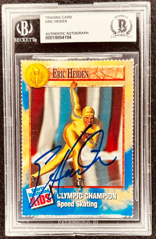 Eric Heiden Olympic Champion speed skating autographed trading card in Beckett slab