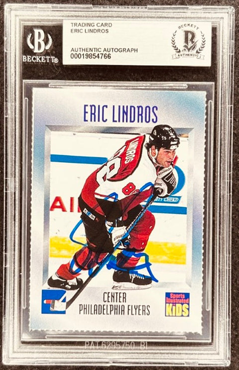 Eric Lindros signed Flyers 1995 SI for Kids card BAS
