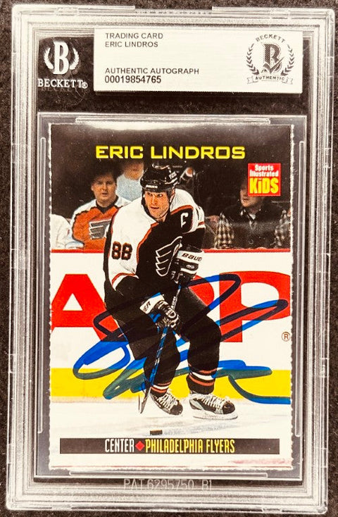 Eric Lindros signed Flyers 1999 SI for Kids card BAS