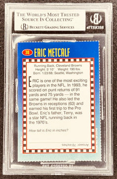 Eric Metcalf signed Browns 1994 SI for Kids card BAS slab - AutographsForSale.com