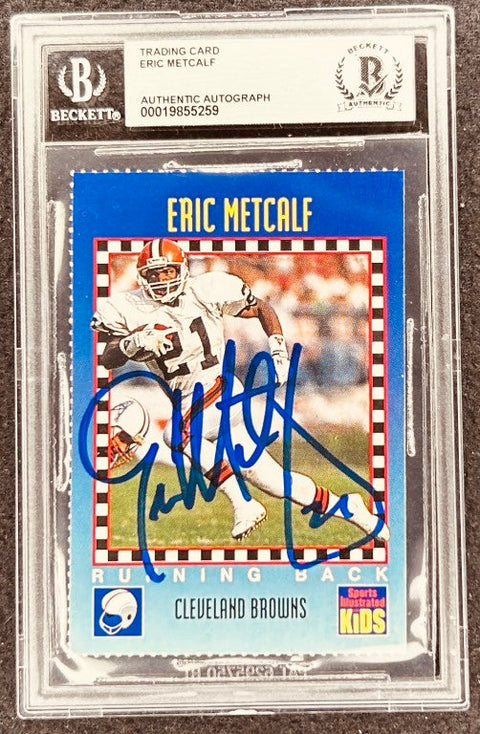 Eric Metcalf signed Browns 1994 SI for Kids card BAS slab - AutographsForSale.com