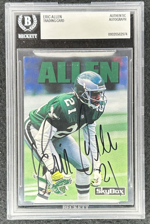Eric Allen signed Philadelphia Eagles 1992 SkyBox card BAS slab - AutographsForSale.com