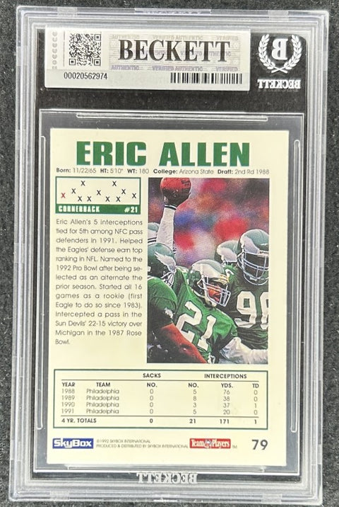 Eric Allen signed Philadelphia Eagles 1992 SkyBox card BAS slab - AutographsForSale.com