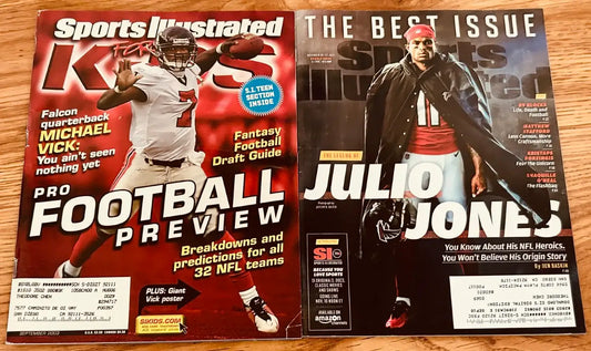 2 Falcons Sports Illustrated or SI Kids issues Julio Jones Michael Vick - AutographsForSale.com