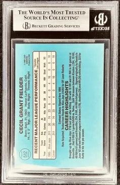 Cecil Fielder autographed Blue Jays 1986 Donruss Rookie Card BAS slab - AutographsForSale.com