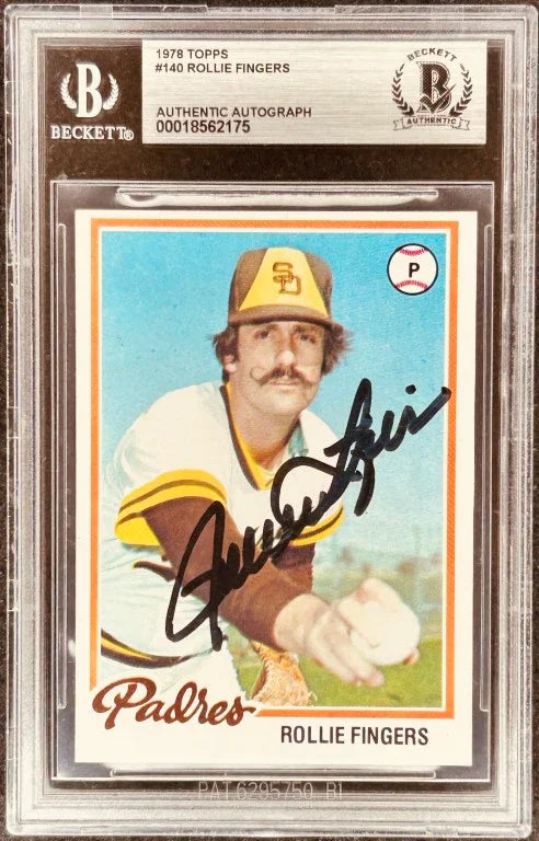 Rollie Fingers autographed San Diego Padres 1978 Topps card BAS - AutographsForSale.com