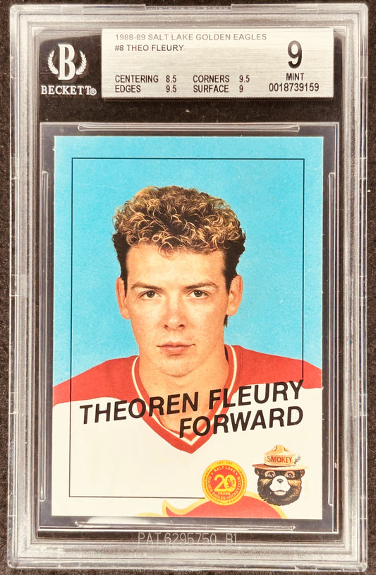 Theo Theoren Fleury 1988-89 Salt Lake pre Rookie Card BGS 9 MINT - AutographsForSale.com