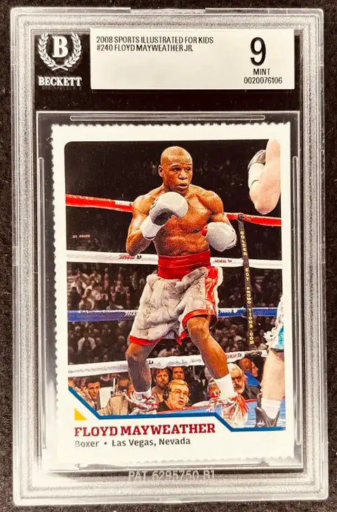 Floyd Mayweather Jr. boxing card, 2008 Sports Illustrated for Kids #240, Beckett graded 9 Mint