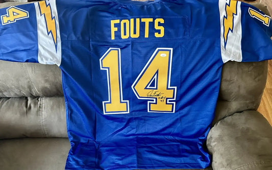 Dan Fouts signed SD Chargers 1980s NFL Vintage blue throwback jersey JSA - AutographsForSale.com