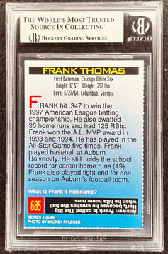 Frank Thomas signed White Sox 1998 SI for Kids card BAS (back)