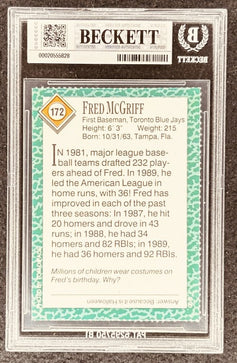 Fred McGriff signed Blue Jays 1990 SI for Kids card BAS (back)