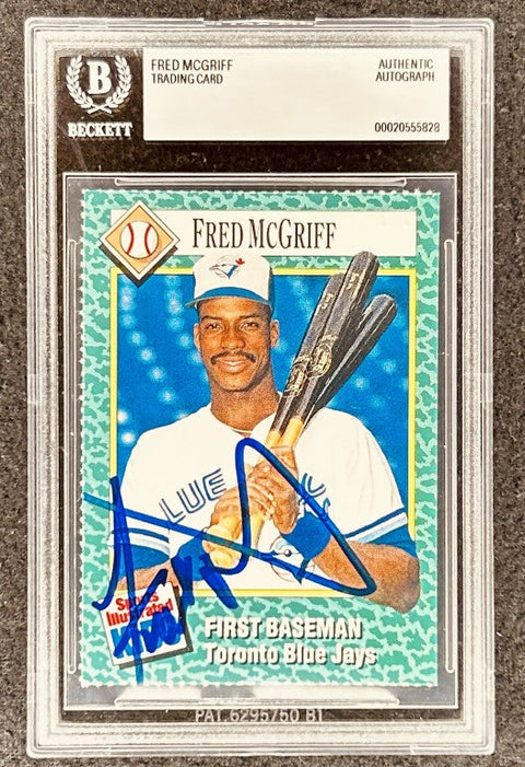 Fred McGriff signed Blue Jays 1990 SI for Kids card BAS