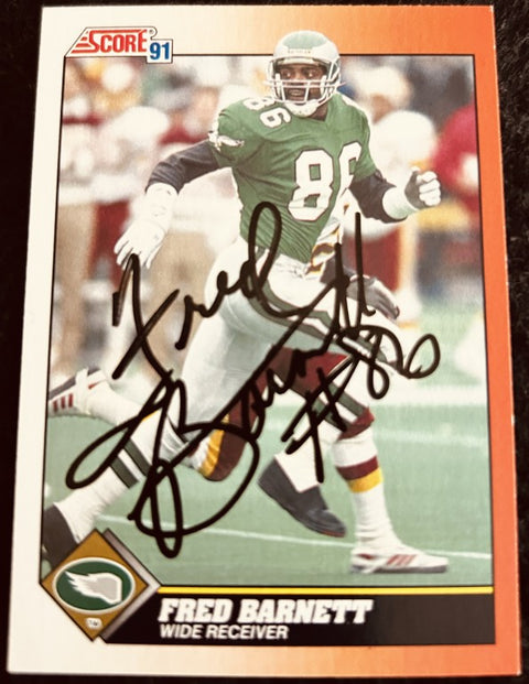 Fred Barnett autographed Philadelphia Eagles 1991 Score card - AutographsForSale.com