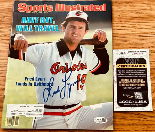Fred Lynn signed Orioles 1985 Sports Illustrated magazine JSA - AutographsForSale.com