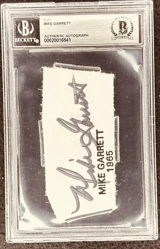 Mike Garrett 1965 authentic autograph cut, Beckett certified memorabilia