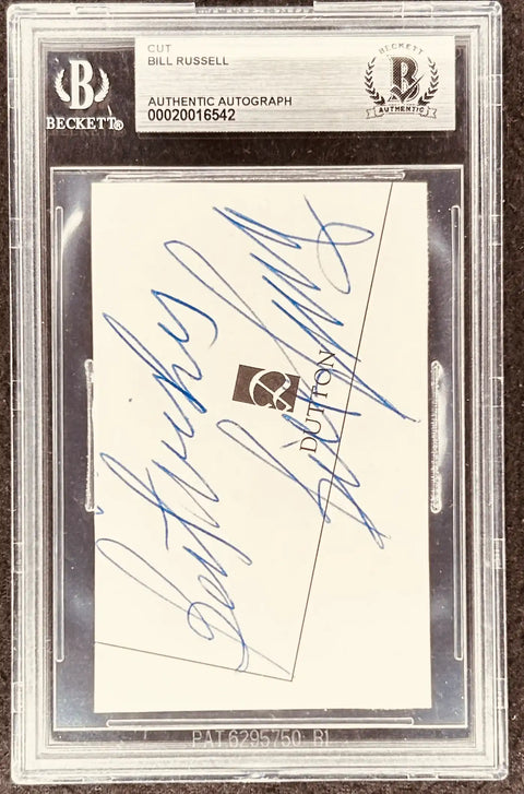 Bill Russell authentic autograph cut, Beckett certified, signed memorabilia collectible