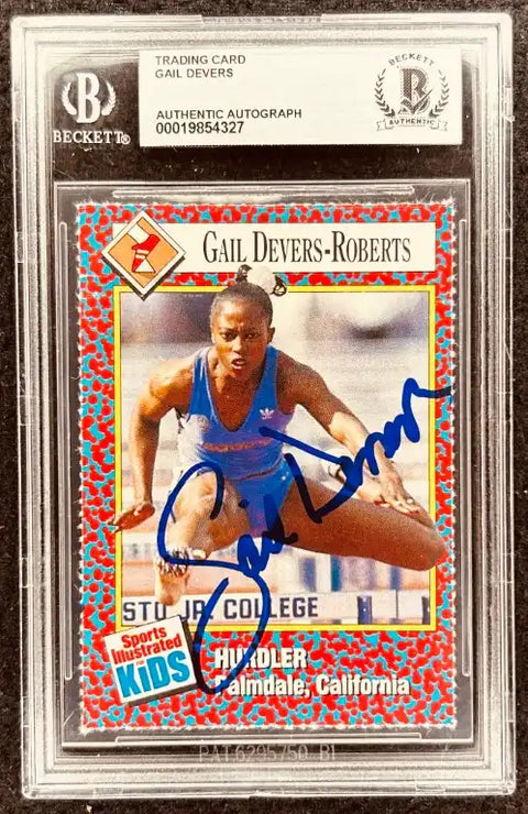 Gail Devers autographed trading card, Beckett authenticated, Sports Illustrated Kids, hurdler