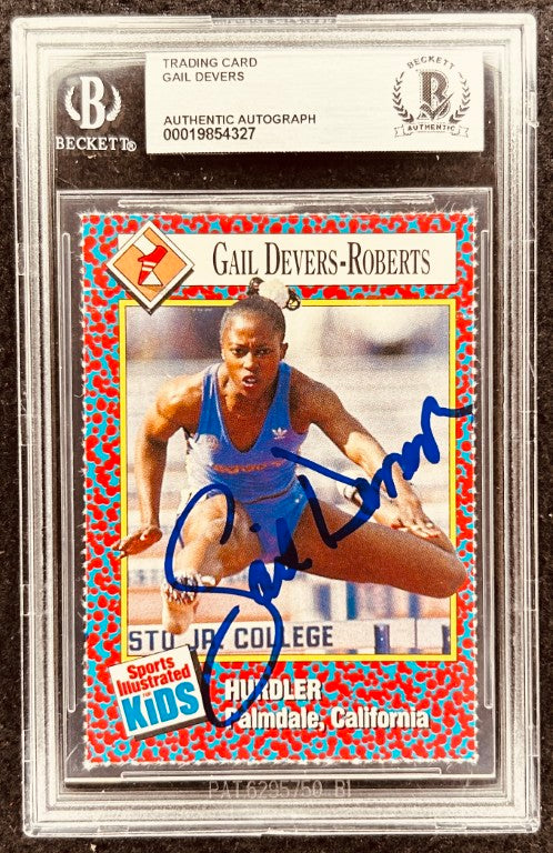 Gail Devers autographed trading card, Beckett authenticated, Sports Illustrated Kids, hurdler