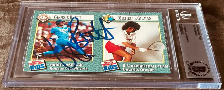 George Brett & Michelle Gilman autographed Sports Illustrated Kids trading card, Beckett authenticated