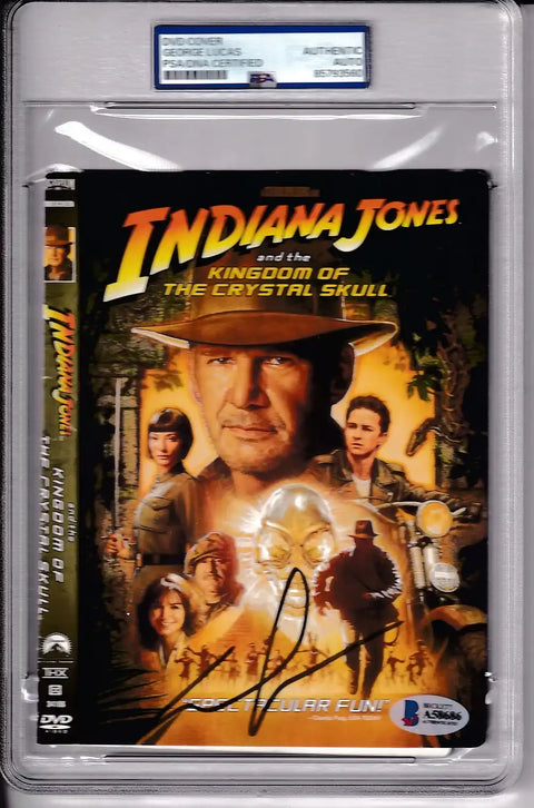 Authentic signed Indiana Jones DVD cover, PSA/DNA certified, George Lucas autograph, movie memorabilia