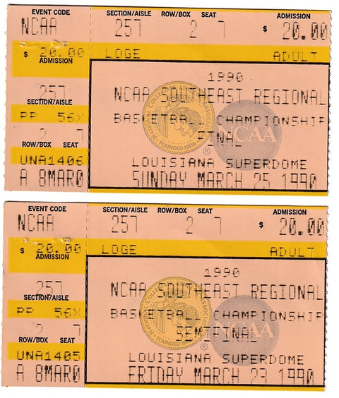 Georgia Tech 1990 NCAA Sweet 16 & Elite 8 ticket stubs & Atlanta newspaper - AutographsForSale.com
