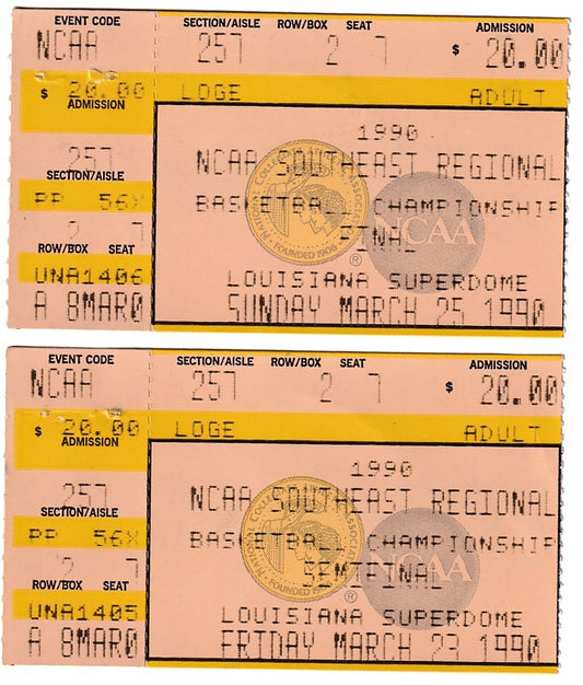 Georgia Tech 1990 NCAA Sweet 16 & Elite 8 ticket stubs & Atlanta newspaper - AutographsForSale.com