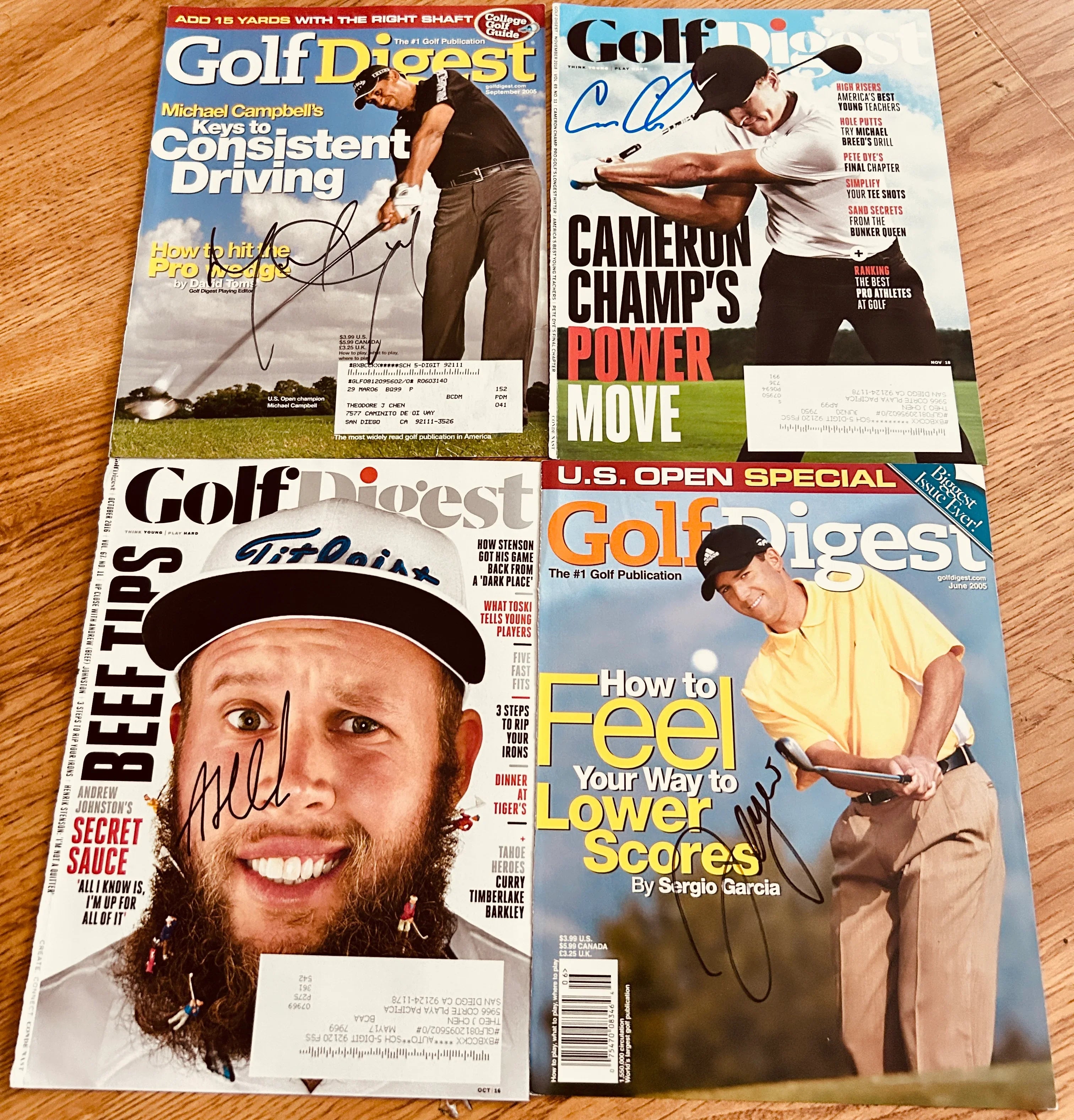 9 signed Golf Digest covers Cameron Champ Sergio Garcia Nick Price Francesco Molinari - AutographsForSale.com