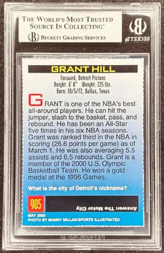 Grant Hill signed Pistons 2000 SI for Kids card BAS slab - AutographsForSale.com