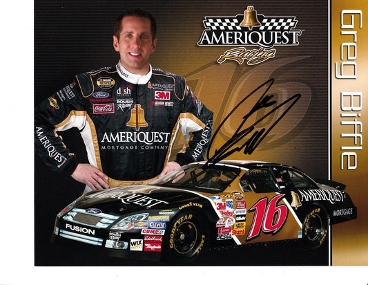 Greg Biffle signed 2007 Ameriquest Racing NASCAR 8x10 photo card - AutographsForSale.com