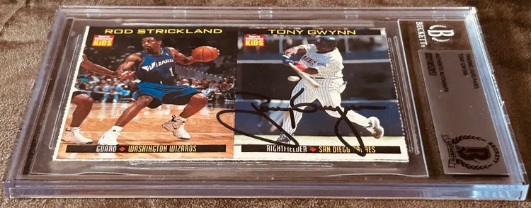Tony Gwynn and Rod Strickland dual autographed sports card, Beckett authenticated, NBA & MLB memorabilia